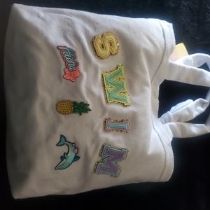 STONEY CLOVER LANE X TARGET COLLABORATION BEACH TOTE W CUSTOM PATCHES ✨️ TERRY